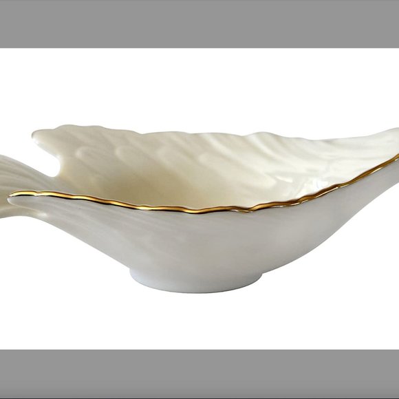 Lenox Dove Candy Nut Gravy Dish 24K Gold Trim - 8” Length - Picture 2 of 3